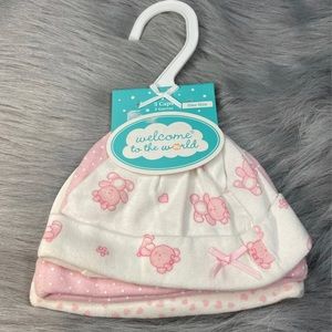 Welcome to the world infant caps 3 gilrs